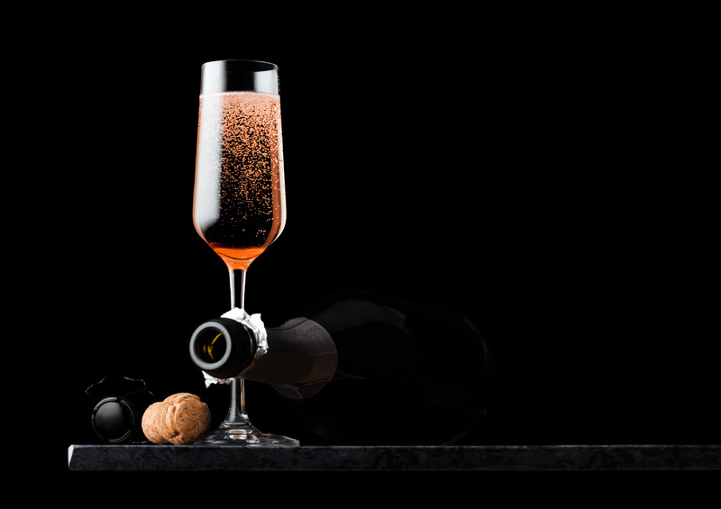 glass of pink champagne